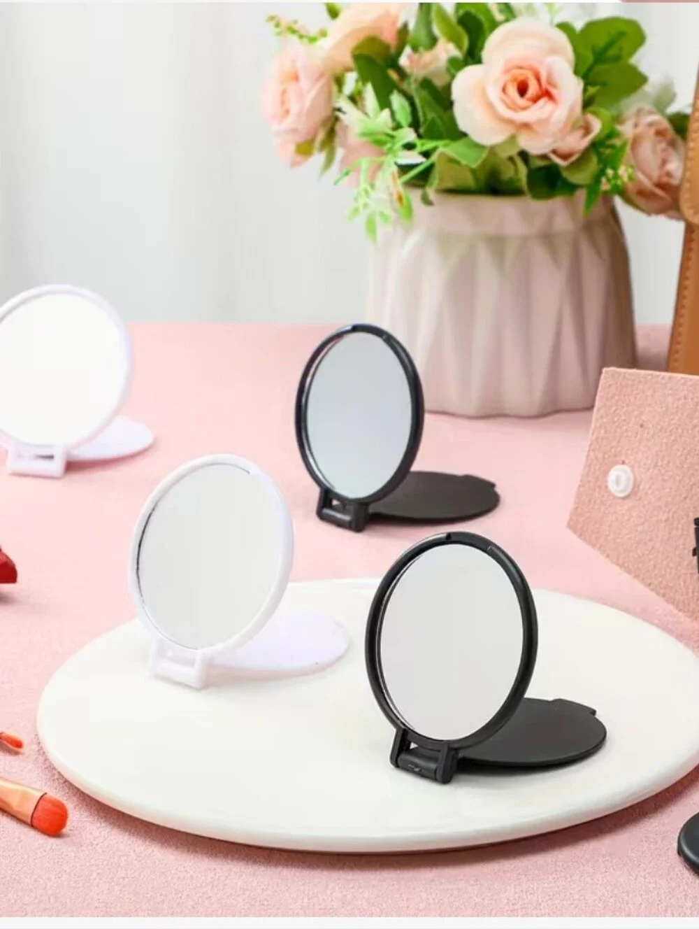 Compact Folding Pocket Mirrors - Black and White Set Of 100